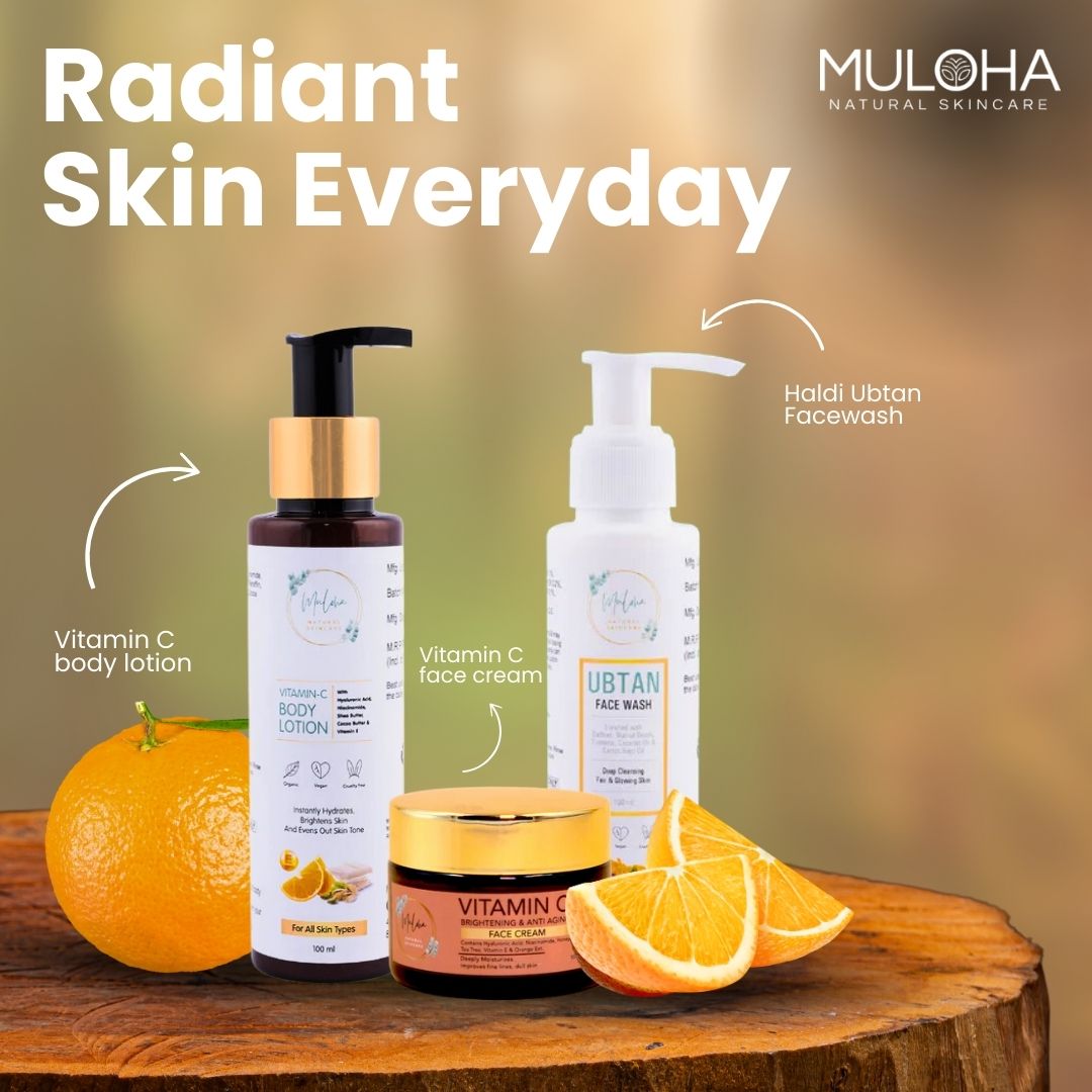 Vitamin C Body Lotion | Vitamin C Cream | Haldi ubtan Facewash Combo for Nourished & Hydrated Skin