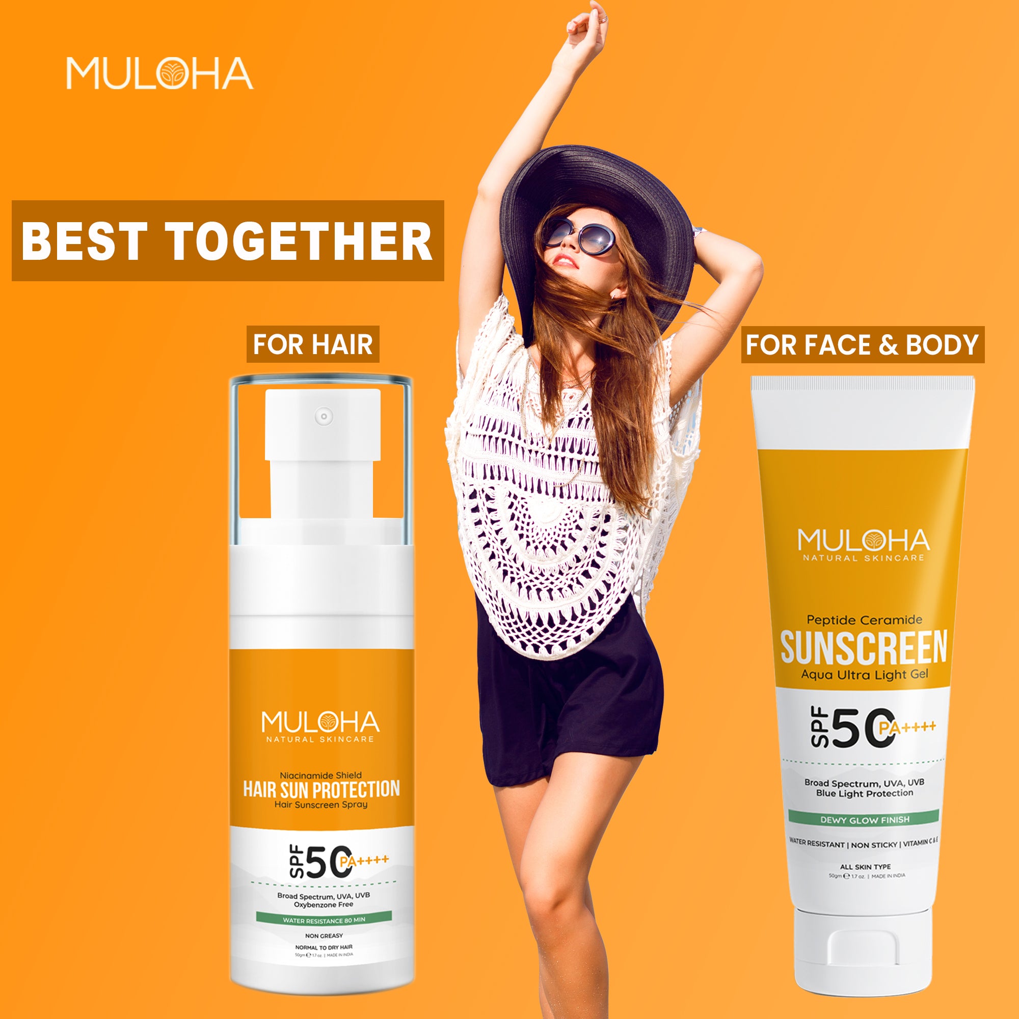 SUNSCREEN AND HAIR PROTECTION SPRAY SPF 50 PA++++ COMBO for Ultimate Sun Protection