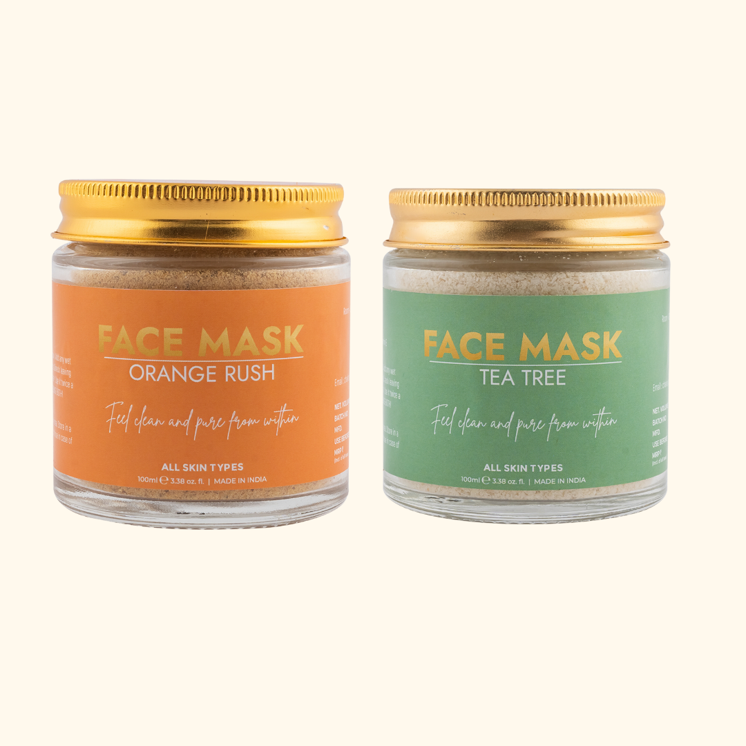 Muloha Orange Rush and Tree tea face mask combo